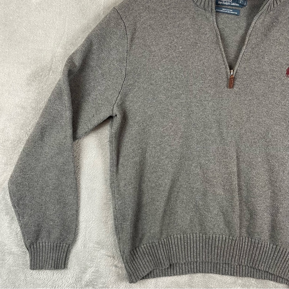 Polo Ralph Lauren Mens Size XL Quarter Zip Mock Neck Gray Sweater 100% Cotton - Picture 3 of 16